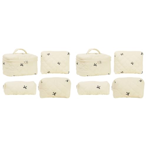 LYEAA 4 Stück Kosmetiktasche, bestickte Damen-Reisekosmetiktasche, Gesteppte Tasche for Reisen, Einkaufen von LYEAA