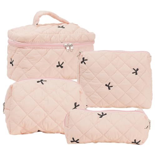 LYEAA 4 Stück Kosmetiktasche, bestickte Damen-Reisekosmetiktasche, Gesteppte Tasche for Reisen, Einkaufen von LYEAA