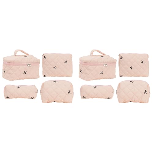 LYEAA 4 Stück Kosmetiktasche, bestickte Damen-Reisekosmetiktasche, Gesteppte Tasche for Reisen, Einkaufen von LYEAA