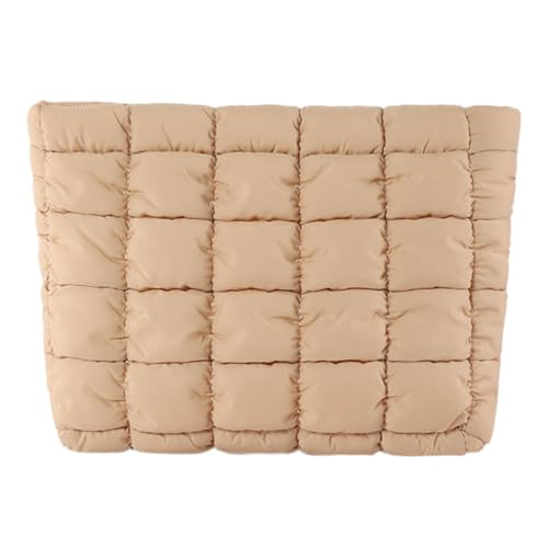 LYEAA -Aufbewahrungstasche mit Reißverschluss Kosmetischer Organizer Hülle Feste Farben gestaßen Toilettenbeutel geschwollener Make -up -Organizer für Frauen Mädchen (Khaki) von LYEAA