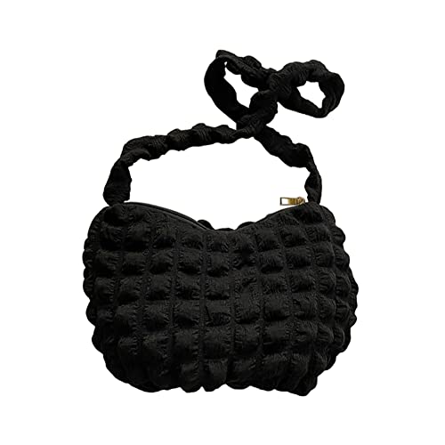 LYEAA Casual Plissee Tote Taschen Frauen Crossbody Taschen Einfache Tragbare Elegante Leichte Hobos Mädchen Geldbörse, Schwarz, 34 * 20 * 12cm/13.39 * 7.87 * 4.72inch von LYEAA