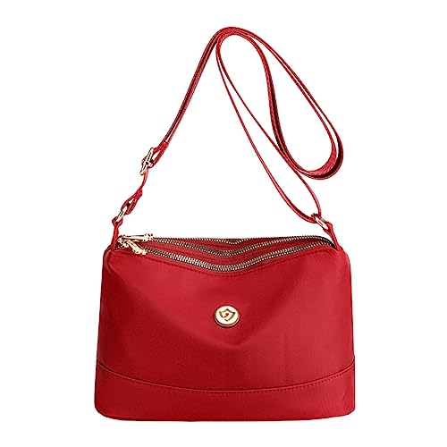 LYEAA Crossbody Handtaschen Große Kapazität Frauen Kissen Crossbody Tasche Wasserdicht Nylon Atmungsaktiv Kratzfest mit Reißverschluss Dame Alltag Freizeit, rot, 25*11*18 cm von LYEAA