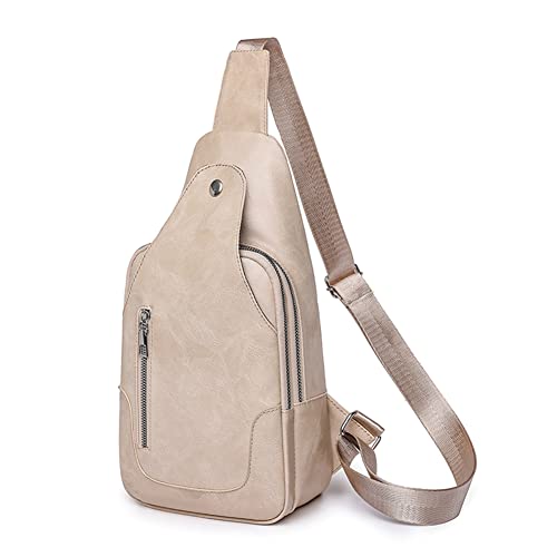 LYEAA Damen Handtaschen PU Leder Unterarmtasche Mode Tragbar Einfach Einfarbig Verstellbarer Gurt for Outdoor Wandern, beige, modisch von LYEAA