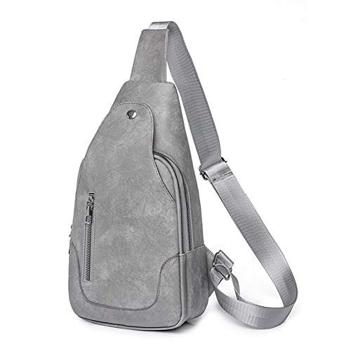 LYEAA Damen Handtaschen PU Leder Unterarmtasche Mode Tragbar Einfach Einfarbig Verstellbarer Gurt for Outdoor Wandern, grau, modisch von LYEAA