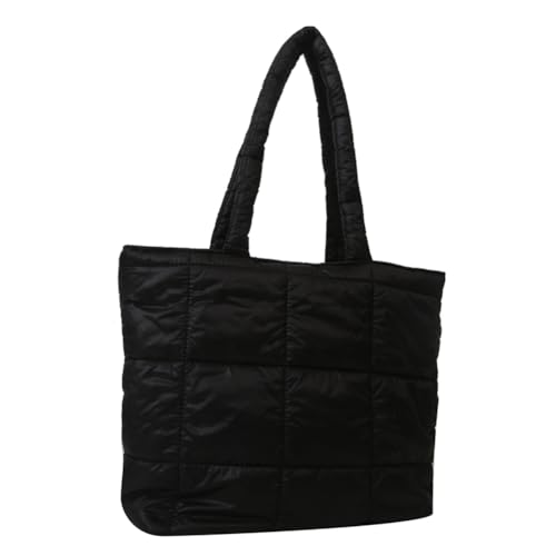 LYEAA Damen Handtaschen Schultertaschen Gepolsterte Tasche Top Handtasche Große Puffer Achselhöhle Gesteppte Tragetasche Wintertasche, Schwarz , 220.00x210.00x60.00mm/8.66x8.27x2.36inch von LYEAA