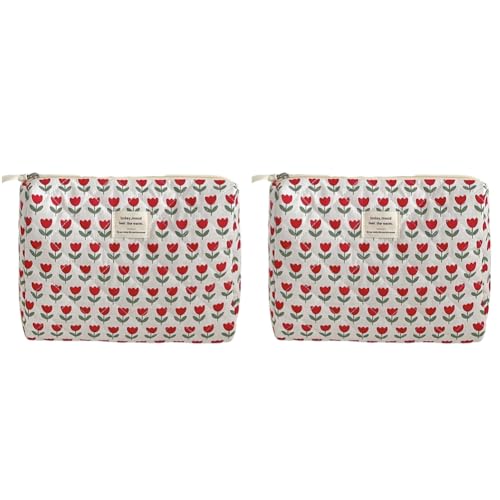 LYEAA Damen-Make-up-Tasche, gesteppt, Baumwolle, Kosmetiktasche, Reise-Kulturbeutel (Clutch-Tasche) von LYEAA