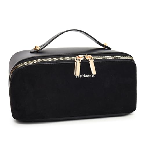 LYEAA Damen-Make-up-Tasche aus Wildleder, wasserdichte Make-up-Tasche, mehrere Taschen, Make-up-Organizer-Tasche, große Kapazität, tragbare Kosmetiktasche, Make-up-Aufbewahrungstasche mit zw von LYEAA