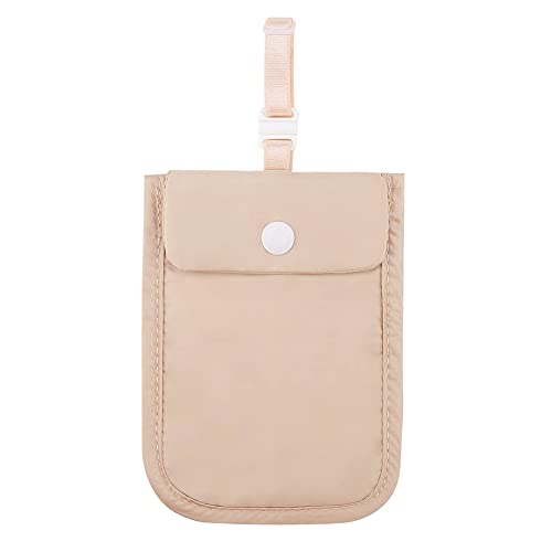 LYEAA Damen Münzgeldbörse, einfarbig, Klappverschluss, geheime Reisebrieftasche, Taschendiebgürtel, Baumwolle, for Geld, Wertsachen, beige, Urban Simple von LYEAA