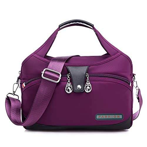 LYEAA Damen Schultertasche Crossbody Tasche Große Kapazität Oxford Tuch Messenger Handtasche Wasserdicht Anti-Diebstahl Female Travel Shopper Mommy Handtasche, Violett 1 von LYEAA