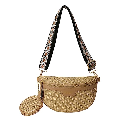 LYEAA Damen-Umhängetasche, PU-Leder, stilvolle Bauchtasche, wasserdicht, mit breitem verstellbarem Riemen, tägliche Tasche für Damen, khaki, Sportlich von LYEAA