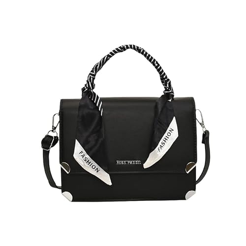 LYEAA Dreidimensionale quadratische Tasche mit Seidenschal, kleine Handtasche, Schwarz , 350.00x310.00x100.00mm/13.78x12.2x3.94inch von LYEAA