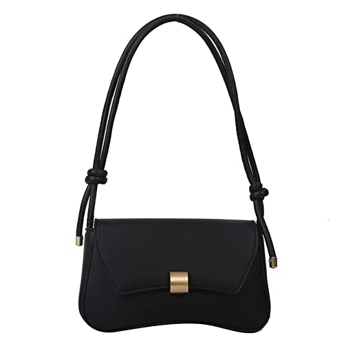 LYEAA Elegante Unterarmtasche Frauen Shopper Geldbörse Persönlichkeit Metallschloss Schnalle Knoten Tote Bag Umhängetasche, Schwarz , 34*20*12cm/13.39*7.87*4.72inch von LYEAA
