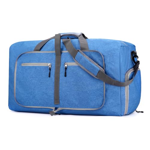 LYEAA Fitness-Sporttasche, faltbar, Reisetasche, verstellbarer Riemen, große Reisetasche, Wochenendtasche, für Herren und Damen, blau, modisch von LYEAA