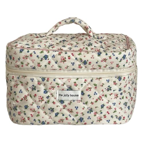 LYEAA Floraler Cord-Reise-Make-up-Beutel mit Reißverschluss, Make-up-Organizer, Aufbewahrungstasche, Kosmetik-Organizer-Etui for Frauen und Mädchen von LYEAA