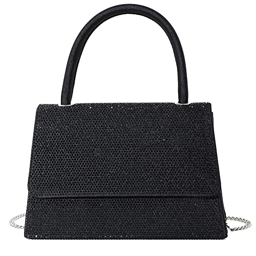 LYEAA Frauen Cocktail Prom Handtaschen Mode Strass Party Clutches Tasche Exquisite Einfache Crossbody Geldbörse, Schwarz , 34*20*12cm/13.39*7.87*4.72inch von LYEAA