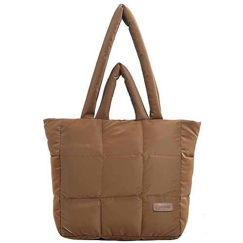 LYEAA Frauen Down Polstertasche Festkarme mit gesteuerter Handtasche große Kapazität Mode Herbst Winter weibliche Tasche (braun) von LYEAA