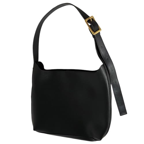 LYEAA Frauen Eimer Tasche mit Geldbörse Set Vielseitige Umhängetasche Clutch Große Kapazität Weiche Schulter Hobo Tasche mit Innentasche Täglich Dating Tasche, Schwarz , 34*14*22 von LYEAA