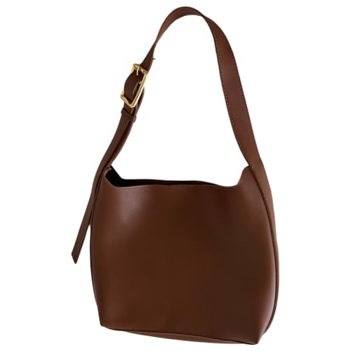 LYEAA Frauen Eimer Tasche mit Geldbörse Set Vielseitige Umhängetasche Clutch Große Kapazität Weiche Schulter Hobo Tasche mit Innentasche Täglich Dating Tasche, braun, 34*14*22 cm/13.39x5.51x8.66inch von LYEAA