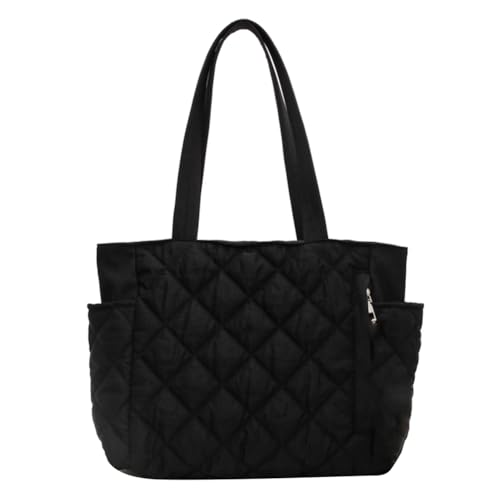 LYEAA Frauen Gepolsterte Hobo Verstellbarer Riemen Top Griff Tasche Große Kapazität Gesteppte Tragetasche Polsterung Umhängetasche Slouchy Reisetasche, Schwarz , von LYEAA