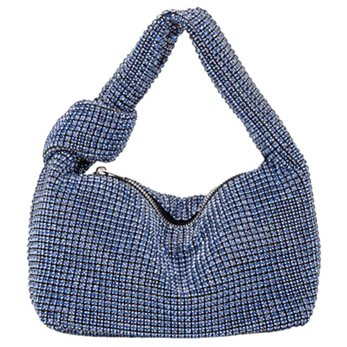 LYEAA Frauen Knoten Abendtasche Strass Bling Satchel Tasche Glitzer Clutch Geldbörse Stilvolle Clutch Dame Hochzeit Tasche, blau, 220.00x140.00x70.00mm/8.66x5.51x2.76inch von LYEAA