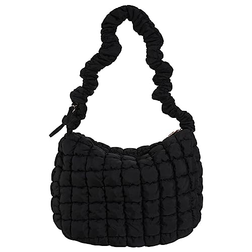 LYEAA Frauen Schulter Tote Bag Plissee Blasen Weibliche Weste Unterarmtasche Tragbare Bubble Flower Tote Taschen Frauen Wolke Blasen Schultertaschen for Frauen Geburtstagsgeschenke, Schwarz , 25*11*18 von LYEAA