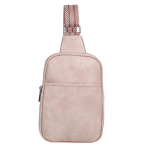 LYEAA Frauen Sling Brusttasche PU Leder Mode Crossbody Tasche Bauchtasche Einfache Tragbare Handytasche, rose, modisch von LYEAA