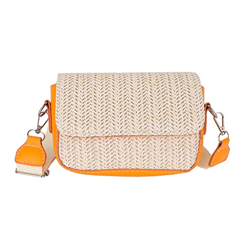 LYEAA Frauen Sommer Taille Tasche Mode Gewebt Mini Satchel Einfache Tragbare Verstellbare Gurt Elegante Party, Orange, modisch von LYEAA