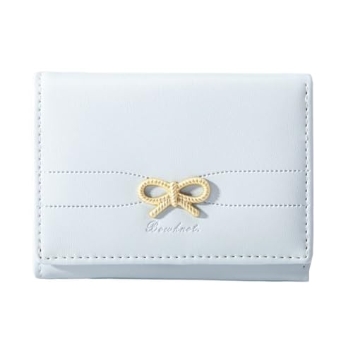 LYEAA Frauen dreifach gefaltete Brieftasche Schnappverschluss Süßes Münz Brieftasche Feste Farbe PU Leder Kartentasche Kurzer Brieftaschen Mode Clutch Bag (blau) von LYEAA
