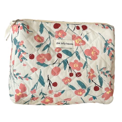 LYEAA Frauen süße Make -up -Tasche mit Reißverschluss Gesteppte fragmentierte süße Hautpflege Tasche Großer Kapazität Toilettenorganisator Kosmetikbeutel (Style 2) von LYEAA