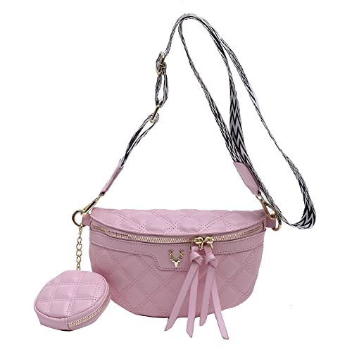 LYEAA Gesteppte Raute Weibliche Sling Taille Pack Mode Unterarmtasche Einfache PU Leder mit Kleine Geldbörse for Wochenende Urlaub, rose, modisch von LYEAA