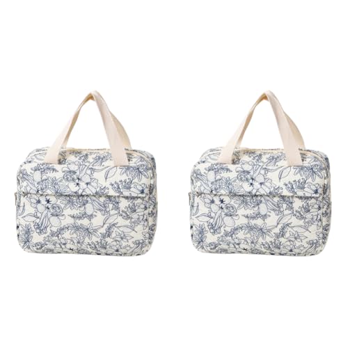 LYEAA Großer Make-up-Organizer aus Baumwolle mit gestepptem Blumenmuster, Kosmetiktasche mit Reißverschluss, Reise-Kulturbeutel for Damen LYEAA Großer Make-up-Organizer aus Baumwolle mit gestepptem Blumenmuster, Kosmetiktasche mit Reißverschluss, Reise-Kulturbeutel for Damen von LYEAA