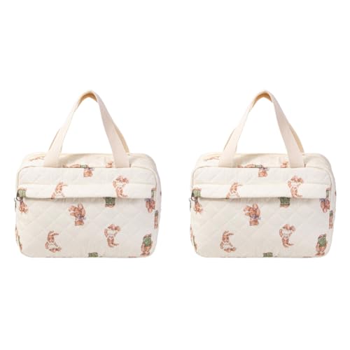 LYEAA Großer Make-up-Organizer aus Baumwolle mit gestepptem Blumenmuster, Kosmetiktasche mit Reißverschluss, Reise-Kulturbeutel for Damen LYEAA Großer Make-up-Organizer aus Baumwolle mit gestepptem Blumenmuster, Kosmetiktasche mit Reißverschluss, Reise-Kulturbeutel for Damen von LYEAA