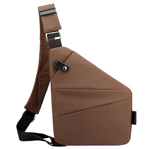 LYEAA Herren Mode Chest Bag Multifunktionales Fanny Pack Verstellbarer Riemen Einfacher Schlingenbeutel Anti -Diebstahl Ergonomische Mini -Umhängetasche (Kaffee Linke Schulter) von LYEAA