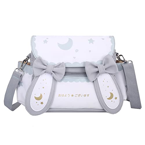 LYEAA Japanische Anime-Schultertasche, Nylon, for Damen, Studenten, Mädchen, Mond, Stern, bedruckt, süße Fliege, Ohren, Umhängetasche, Geschenk, blau von LYEAA