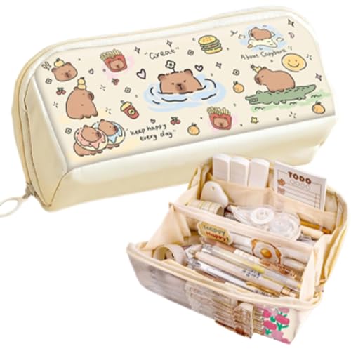 LYEAA Kawaii Capybara Zipper Bleistift Gehäuse Multi-Layer-Schreibwarenhaltertasche for Kinderschule und Kunstartikel von LYEAA