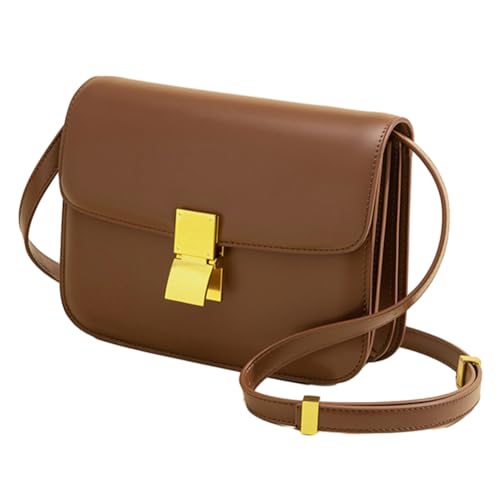 LYEAA Kleine quadratische Damen-Umhängetasche aus Leder mit verstellbarem Riemen, modische Messenger-Tasche mit Metallschloss, for den täglichen Gebrauch von LYEAA