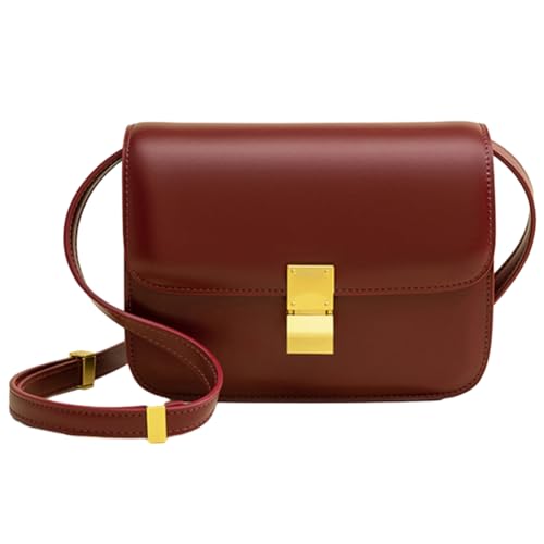 LYEAA Kleine quadratische Damen-Umhängetasche aus Leder mit verstellbarem Riemen, modische Messenger-Tasche mit Metallschloss, for den täglichen Gebrauch von LYEAA