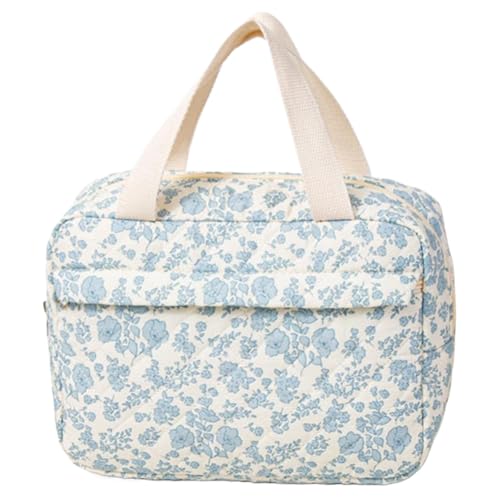 LYEAA Kosmetiktasche Baumwolle Gesteppte Make up Tasche mit Blumenmuster Kosmetiktasche mit Reißverschluss Reise Make up Organizer Kulturbeutel for Damen von LYEAA