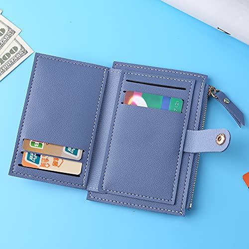 LYEAA Ladies PU Leder Mini Geldbörse Frauen Casual Wallet Pocket ID Multi-Slot-Kartenhalter mit Reißverschluss (blau) von LYEAA