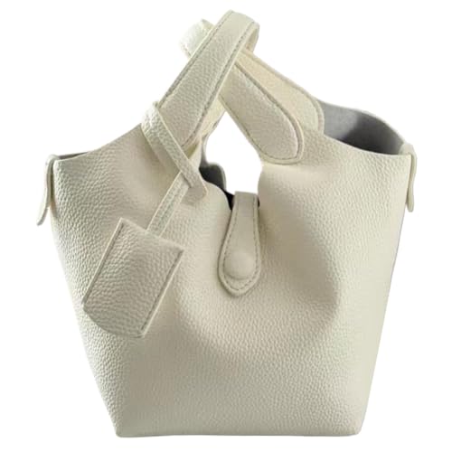 LYEAA Leder Frauen Bucket Chic Handtasche Pendelkutlinge Crossbody -Umhängetasche (weiß) von LYEAA