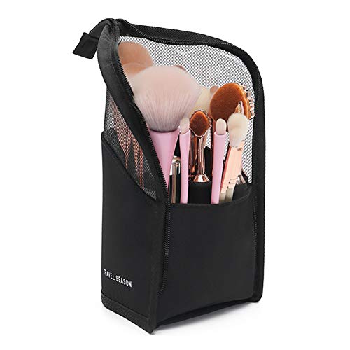 LYEAA Make-up-Tasche, tragbarer Make-up-Pinselhalter, multifunktional, Reise-Make-up-Tasche, sichtbarer Kosmetikständer for Mädchen und Frauen, Schwarz , Einfach: von LYEAA