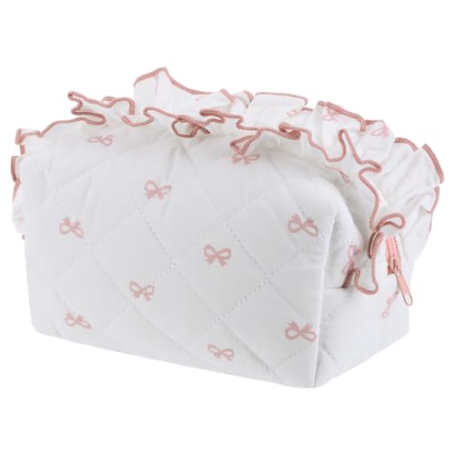 LYEAA Make up Tasche for Damen Kulturbeutel mit Baumwolle Gesteppt Schleife Organizer Tasche Reißverschluss Reise Kulturbeutel von LYEAA
