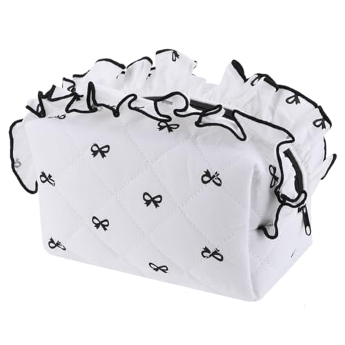 LYEAA Make up Tasche for Damen Kulturbeutel mit Baumwolle Gesteppt Schleife Organizer Tasche Reißverschluss Reise Kulturbeutel von LYEAA