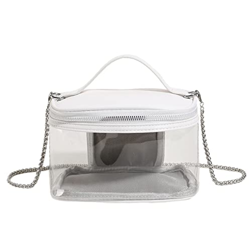 LYEAA Mode Casual Sehen Durch Kosmetiktasche Frauen Gelee Handtaschen Kette PVC Transparente Damen Tote Taschen, weiß, modisch von LYEAA