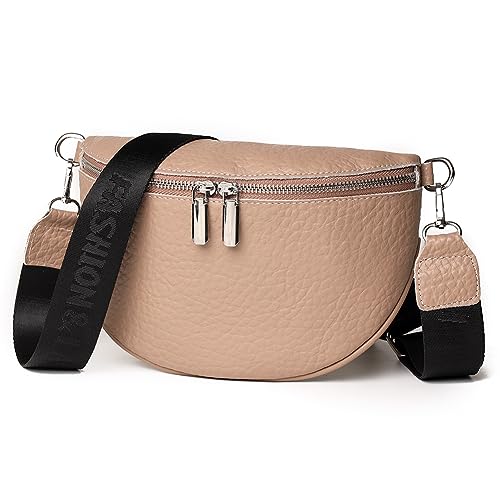 LYEAA Mode Umhängetasche Einfarbig Echtes Leder Geld Telefon Tasche Klassische Retro Reißverschluss Tragbar for Reisen Einkaufen, khaki, Mode lässig von LYEAA