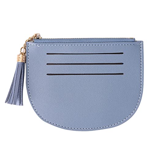 LYEAA Modische Damen-Geldbörse, Leder, kurz, Münzbörse, Quasten, klein, mehrere Fächer, Ausweis, Kreditkartenhalter, Clutch, Geldtasche, blau, modisch von LYEAA