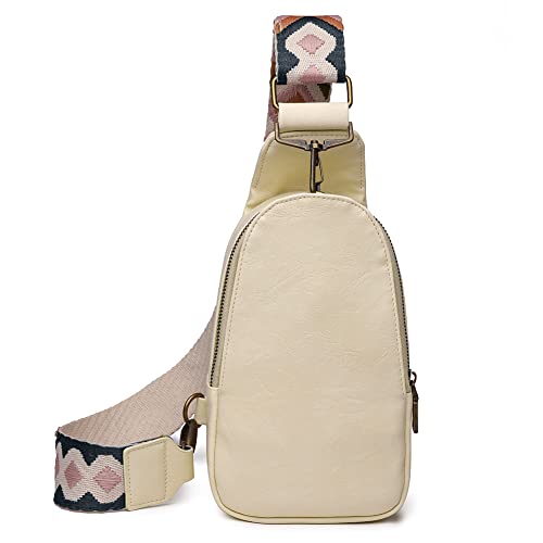 LYEAA Modische Damen-Umhängetasche, einfarbig, Leder, Handytasche, Boho-Tasche for Outdoor, Workout, Reisen, lässiger Reißverschluss, beige, modisch von LYEAA