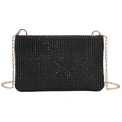 LYEAA Modische Umhängetasche mit Strasssteinen, für Hochzeit, Party, Kette, Clutch, Handytasche, stilvolle kleine Handtasche, Schwarz , 22CM*14CM*3CM von LYEAA