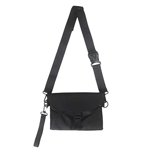 LYEAA Modische Unisex einfarbige Schultertasche, Kuriertasche, legere Bauchtasche, Gürteltasche, Handtasche, Einkaufstasche, Schwarz , Casual von LYEAA