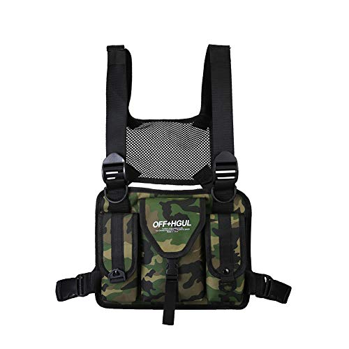 LYEAA Multifunktions-Hüfttasche für Herren und Damen, lockere Passform, Leinen-Geschirr, Weste, große Kapazität, Baggy-Brusttasche, Camouflage, für Reisen, Training, Stil Zwei, Casual von LYEAA